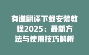 有道翻译下载安装后提高翻译效率的操作指南?